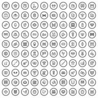 100 arena icons set, outline style vector