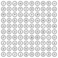 Conjunto de 100 iconos de banquete, estilo de contorno vector