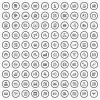 100 iconos de coche, estilo de esquema vector