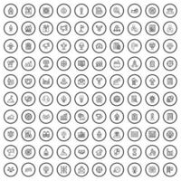 100 iconos de carrera, estilo de esquema vector