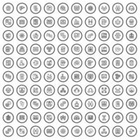 100 charla íconos colocar, contorno estilo vector
