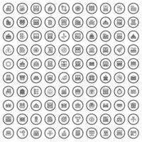 100 iconos de ciudad, estilo de esquema vector