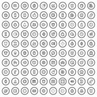 100 clock icons set, outline style vector