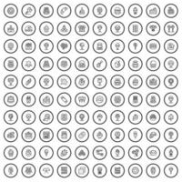100 conjunto de iconos de confitería, estilo de esquema vector