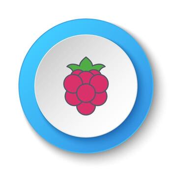 Round button for web icon, strawberry. Button banner round, badge interface for application illustration on white background vector