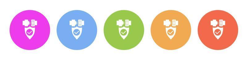 Multi colored flat icons on round backgrounds. equipment, lock multicolor circle vector icon on white background