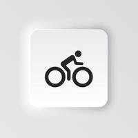 Rectangle button icon Bike man. Button banner Rectangle badge interface for application illustration on neomorphic style on white background vector