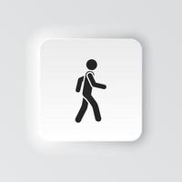 rectángulo botón icono hombre caminando. botón bandera rectángulo Insignia interfaz para solicitud ilustración en neomórfico estilo en blanco antecedentes vector