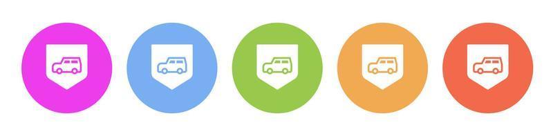 Multi colored flat icons on round backgrounds. Car, insurance, shield, vehicle multicolor circle vector icon on white background