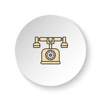 Round button for web icon, telephone. Button banner round, badge interface for application illustration on white background vector