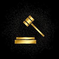 Trial hammer gold, icon. Vector illustration of golden particle on gold vector background