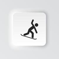 Rectangle button icon Snowboard. Button banner Rectangle badge interface for application illustration on neomorphic style on white background vector