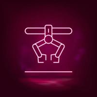 Industrial robot, loading arm vector neon icon. Illustration isolated vector sign symbol - Manufacture Robotics icon vector neon - Vector.