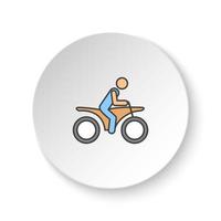 Round button for web icon, Motorcyclist. Button banner round, badge interface for application illustration on white background vector