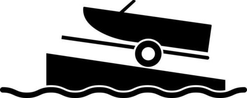 Boat on a ramp, icon. Element of simple icon for websites, web design, mobile app, infographics. Thick line icon for website design and development, app development on white background vector