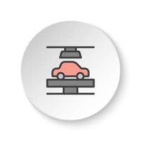 Round button for web icon, car manufacturing, automobile robot. Button banner round, badge interface for application illustration on white background vector