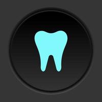 Round button icon Tooth. Button banner round badge interface for application illustration on dark background vector