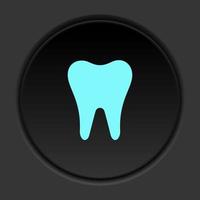 Round button icon Tooth. Button banner round badge interface for application illustration on dark background vector