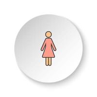 Round button for web icon, Woman. Button banner round, badge interface for application illustration on white background vector