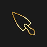 repair, spatula, trowel gold icon. Vector illustration of golden dark background .