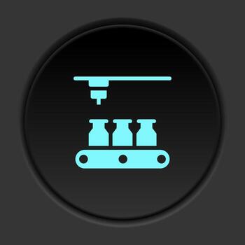 Dark button icon Mass production conveyor. Button banner round badge interface for application illustration on darken background vector