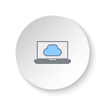 redondo botón para web icono, cortafuegos, netbook botón bandera redondo, Insignia interfaz para solicitud ilustración en blanco antecedentes vector