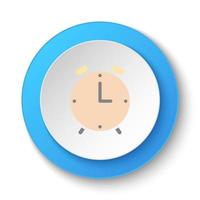 Round button for web icon, alarm, clock. Button banner round, badge interface for application illustration on white background vector