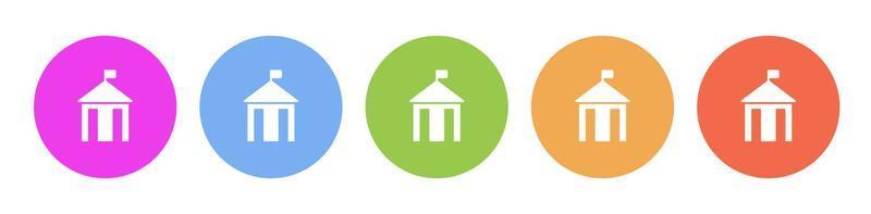 Multi colored flat icons on round backgrounds. City hall, silhouette multicolor circle vector icon on white background