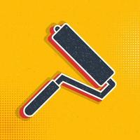 Paint roller pop art, retro icon. Vector illustration of pop art style on retro background