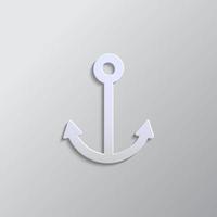 Anchor paper style, icon. Grey color vector background- Paper style vector icon.