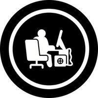 icono de vector de trabajador de computadora