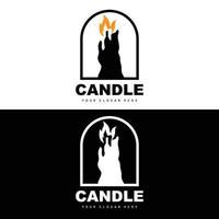 Candle Logo, Elegant Romantic Candle Light Dinner Flame Light Design, Traditional Spa Candle Vector