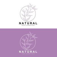 Simple Botanical Leaf and Flower Logo, Vector Natural Line Style, Decoration Design, Banner, Flyer, Wedding Invitation, and Product Branding