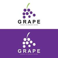 Grape Fruit Logo, Circle Style Fruit Design, Grape Farm Vector, Wine Drink, Nature Icon, Illustration Template vector