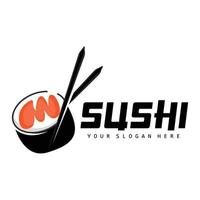 Sushi Logo, Japanese Food Sushi Seafood Vector, Japanese Cuisine Product Brand Design, Template Icon vector