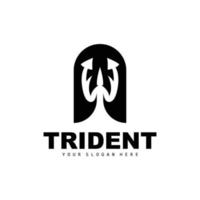 tridente logo, vector magia lanza de Poseidón Neptuno, tritón Rey diseño, modelo icono marca ilustración