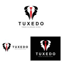 Tuxedo logo, Suit And Tie Vector, Men Suit Dress Tailor Design, Bow Tie Bowtie Icon, Vintage Classic Illustration vector