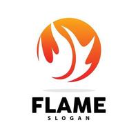 Red Flame Logo, Burning Heat Fire Vector, Fire Logo Template Icon Design vector