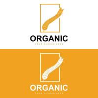 Wheat Rice Logo, Agricultural Organic Plants Vector, Luxury Design Golden Bakery Ingredients vector