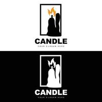 Candle Logo, Elegant Romantic Candle Light Dinner Flame Light Design, Traditional Spa Candle Vector