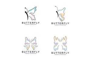 Butterfly Logo Design, Beautiful Flying Animal, Company Brand Icon Illustration, Screen Printing, Salon vector