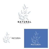 Simple Botanical Leaf and Flower Logo, Vector Natural Line Style, Decoration Design, Banner, Flyer, Wedding Invitation, and Product Branding