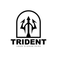 Trident Logo, Vector Magic Spear of Poseidon Neptune, Triton King Design, Template Icon Brand Illustration