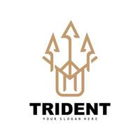 tridente logo, vector magia lanza de Poseidón Neptuno, tritón Rey diseño, modelo icono marca ilustración