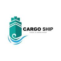 Cargo Ship Logo, Fast Cargo Ship Vector, Sailboat, Design For Ship Manufacturing Company, Waterway Sailing, Marine Vehicles, Transport, Logistics vector