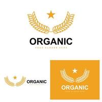 Wheat Rice Logo, Agricultural Organic Plants Vector, Luxury Design Golden Bakery Ingredients vector