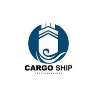 logotipo de buque de carga, vector de buque de carga rápida, velero, diseño para empresa de fabricación de buques, navegación fluvial, vehículos marinos, transporte, logística