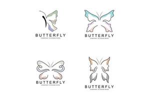 Butterfly Logo Design, Beautiful Flying Animal, Company Brand Icon Illustration, Screen Printing, Salon vector