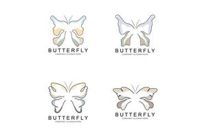 Butterfly Logo Design, Beautiful Flying Animal, Company Brand Icon Illustration, Screen Printing, Salon vector