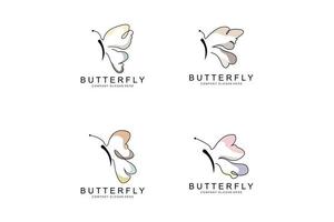 Butterfly Logo Design, Beautiful Flying Animal, Company Brand Icon Illustration, Screen Printing, Salon vector